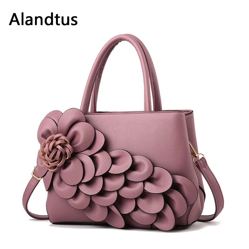 

Alandtus Women Leather Handbags Casual Female Shoulder Bag Lady Crossbody Bag With Floral Bolsa Feminina Bolso Mujer Sac A Main