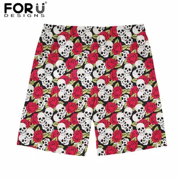 

FORUDESIGNS Retro Skulls Printing Men Summer Board Short Quick Dry Beach Short Casual Trunk Shorts Plus Size Comfort Pants