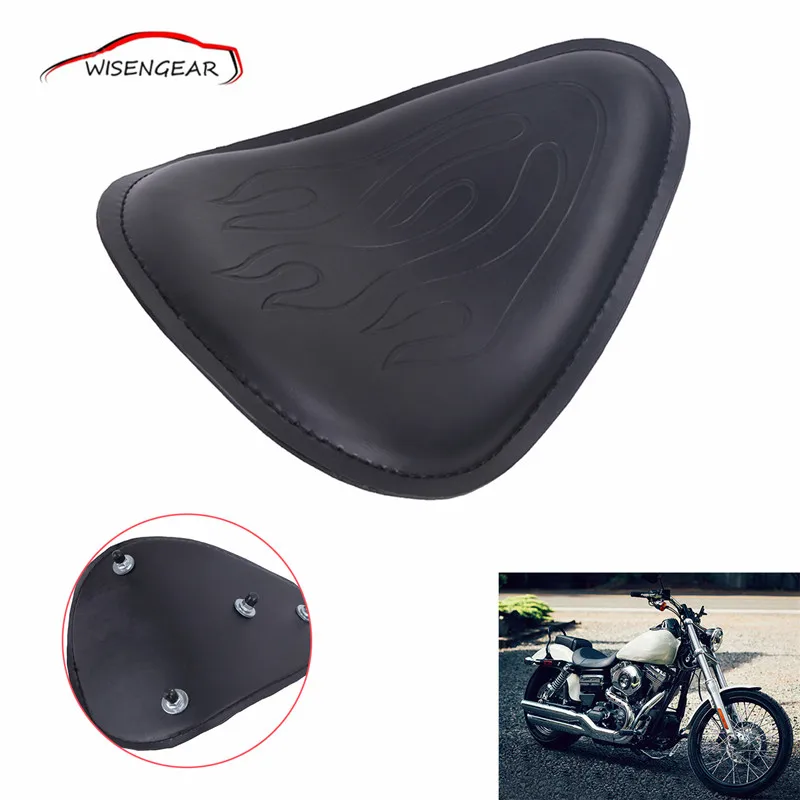 

Black Solo Seat Flame Front Driver Seat For Harley Honda Kawasaki Suzuki Sportster Bobber touring cruiser chopper Custom C/5
