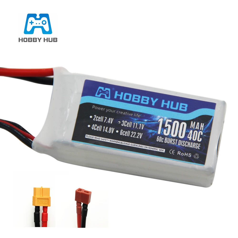 Hobby Hub Power 3S 11 1 v 1500mAh 40C LiPo Battery T/XT60/JST Plug аккумуляторная Lipo батарея для