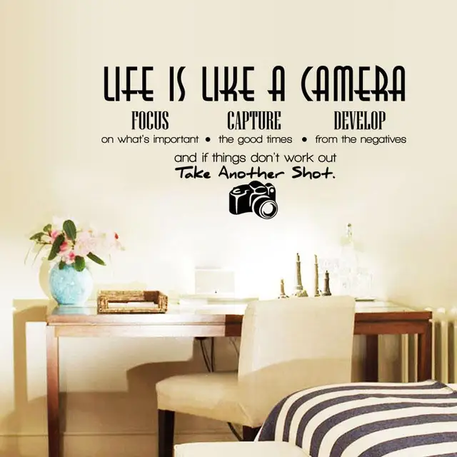 Unique Creative Removable Life Is Like A Camera Quote Wall Stickers Unique Creative Removable Life Is Like A Camera Quote Wall Stickers Decals Office Study Decoration Diy