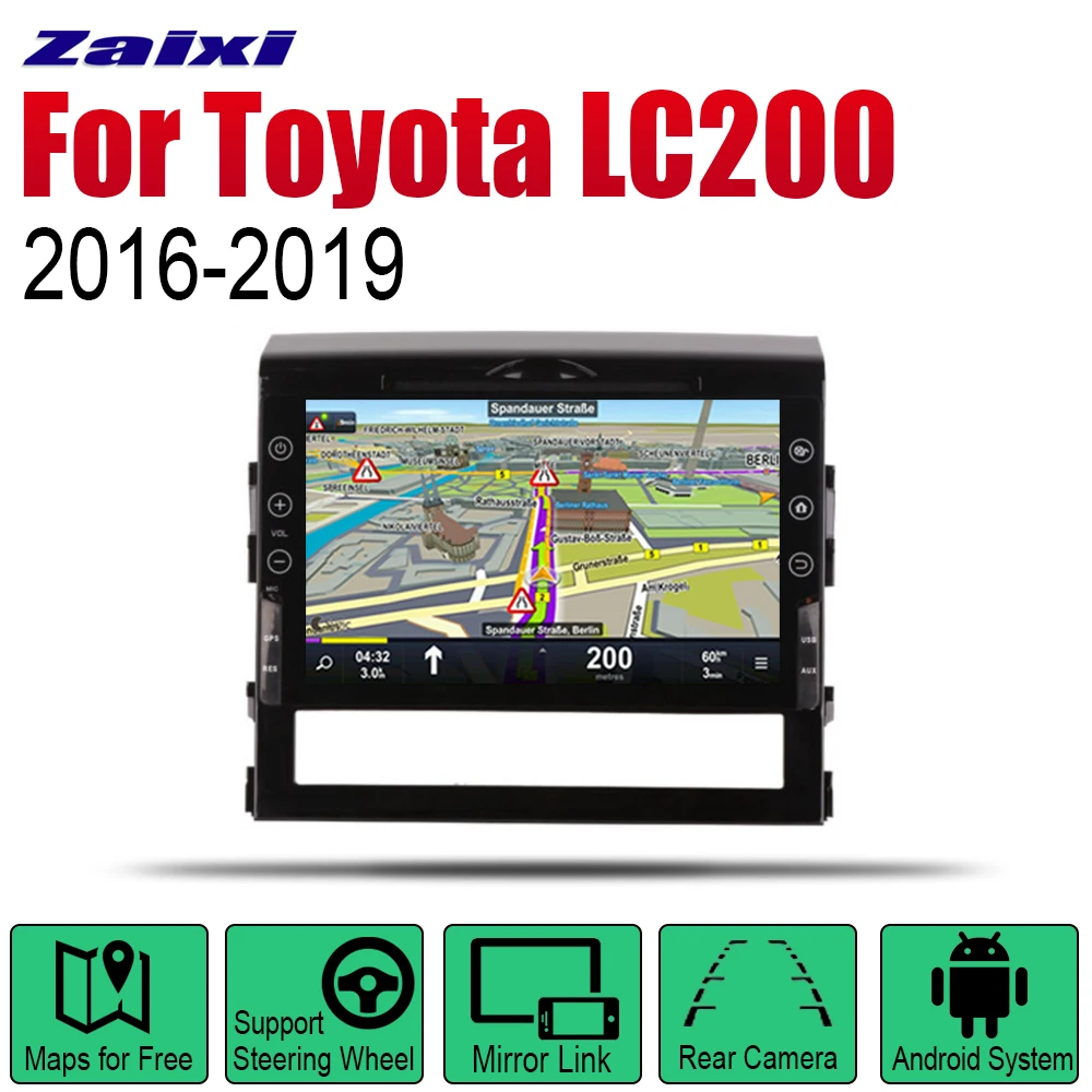 

ZaiXi Auto DVD Player GPS Navigation For Toyota Land Cruiser LC200 2016~2019 Car Android Multimedia System Screen Radio Stereo