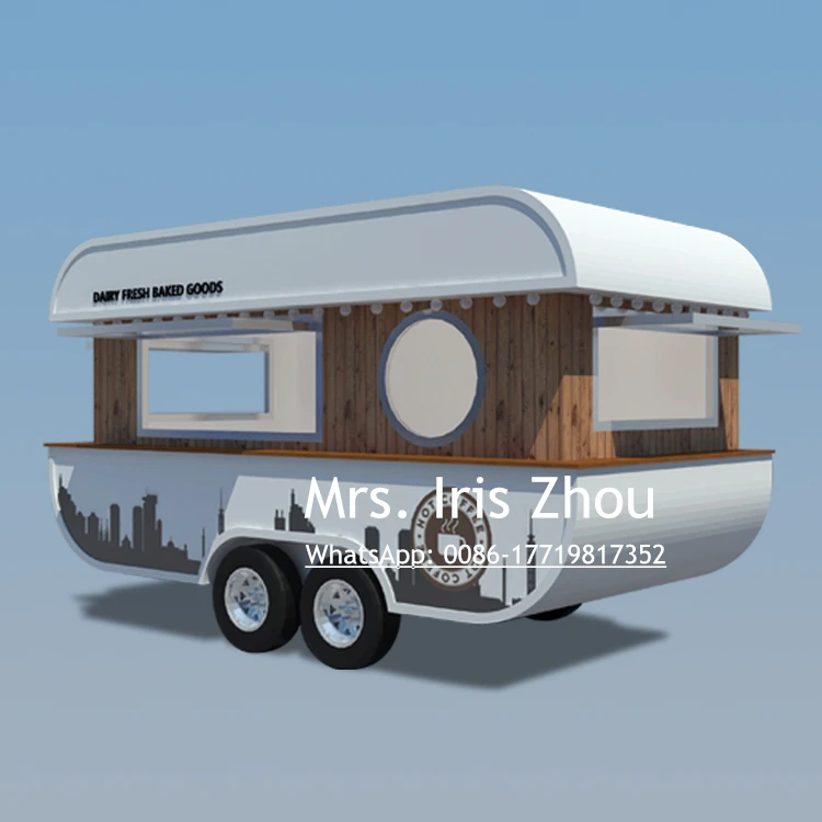 Popular multifunctional mobile pizza cart, mobile food vending caravan for sale