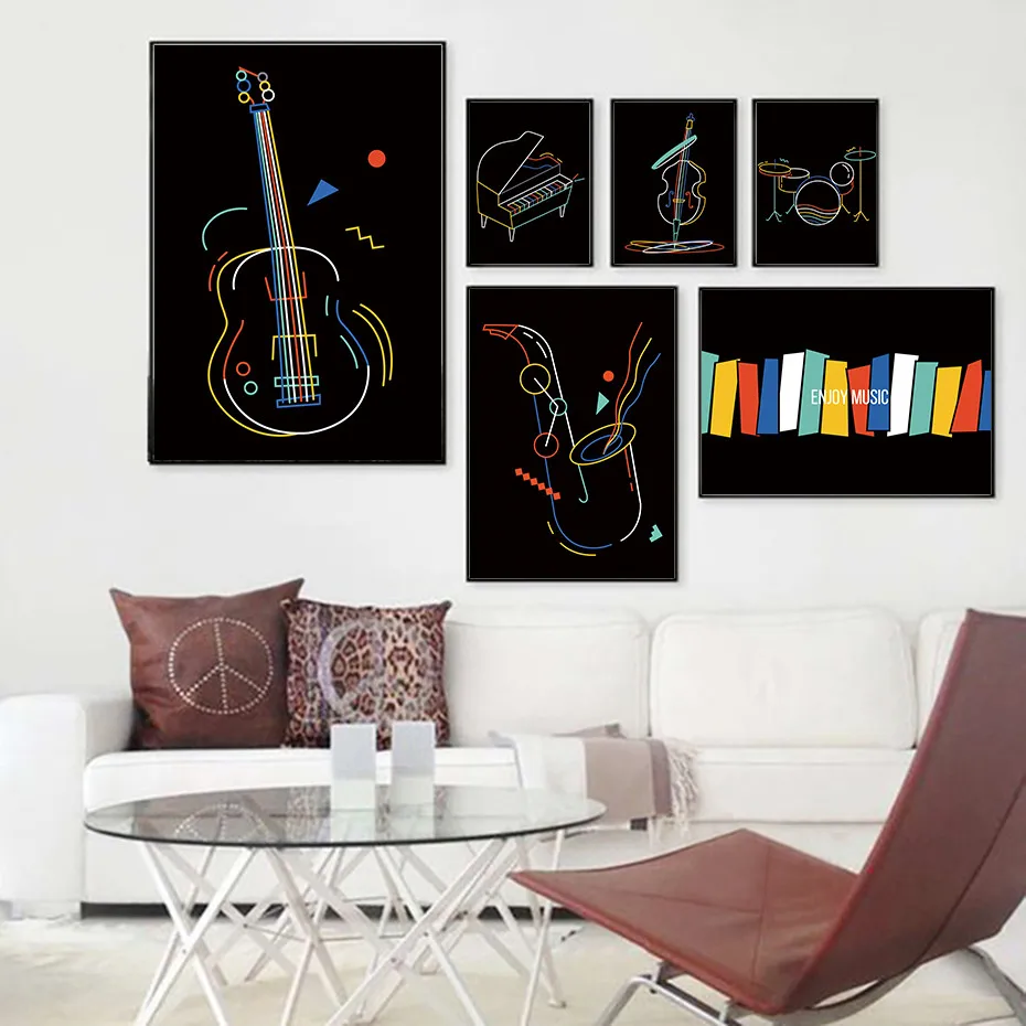 Line-Drawing-Wall-Art-Jazz-Musical-Instrument-Notation-Painting-Enjoy-Music-Nordic-Posters-Prints-Living-Room