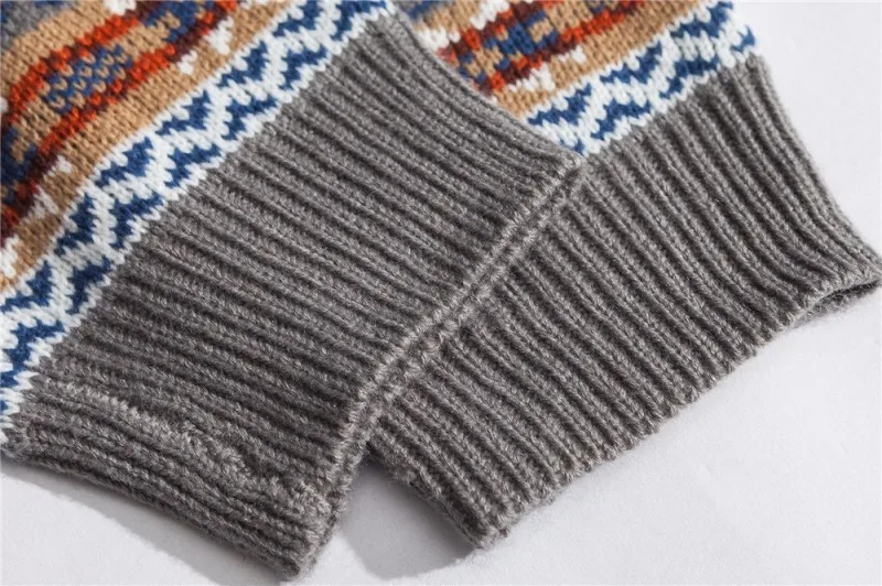 Свободный крой народный стиль мужские свитера Винтаж с круглым вырезом пуловер Топы мужские новые осенние зимние с длинным рукавом