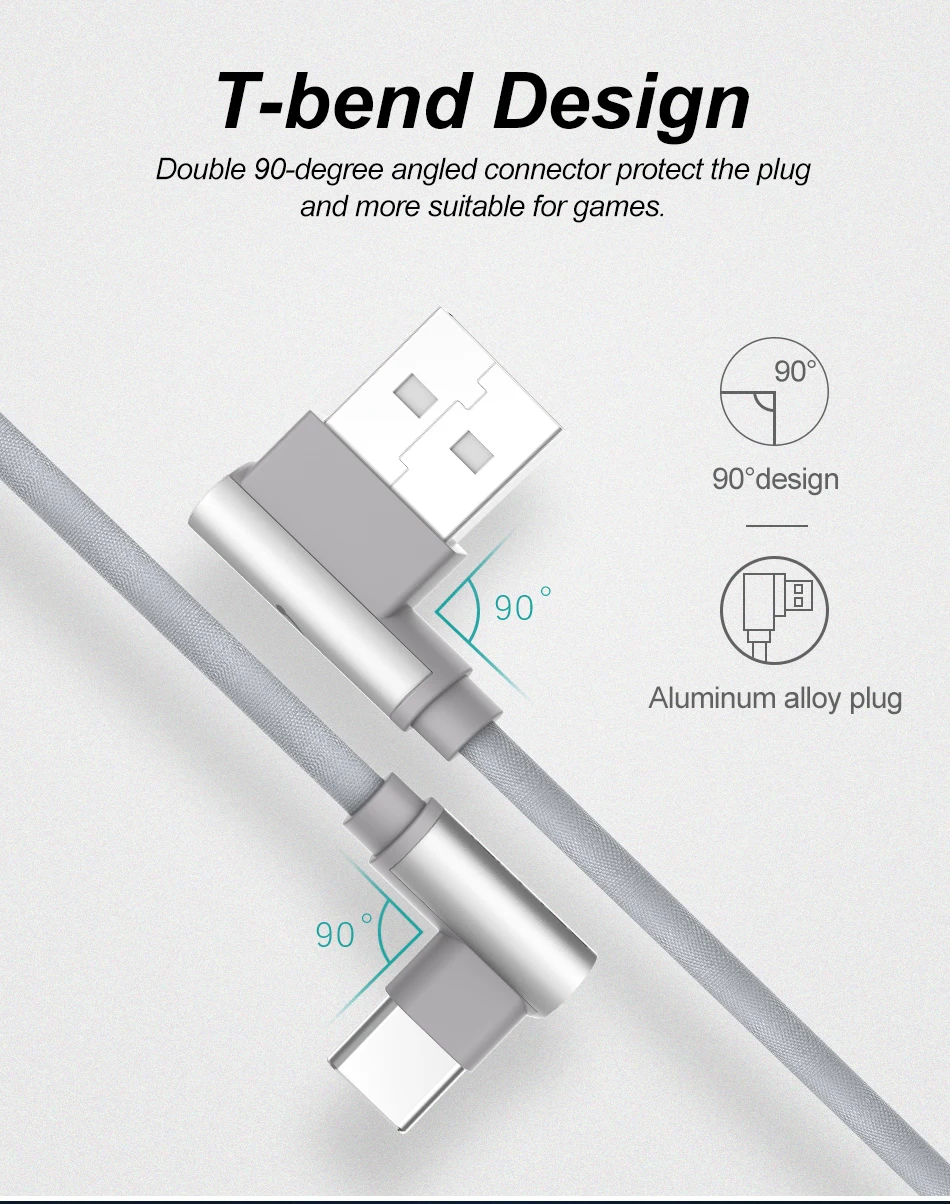 Jellico usb type C 90 градусов быстрая зарядка USB C кабель L type-c 3.1A кабель для передачи данных зарядное устройство USB-C для samsung S8 S9 Note 8 Xiaomi mi5