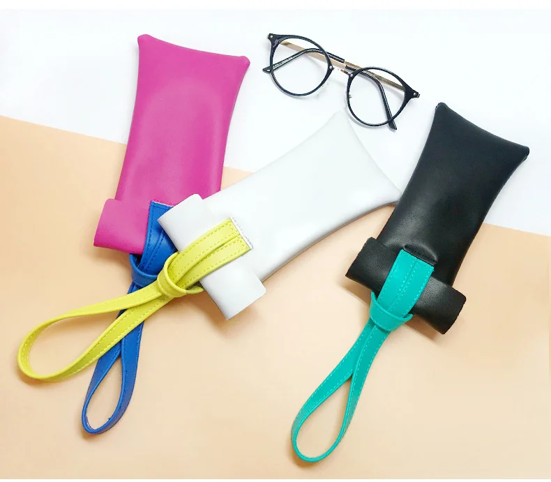Portable Drawstring Glasses Bags Women's Sunglasses Case Light Convenience Eyeglasses Solid Storage Box Case Bags PU Leather Glasses pouch1 (3)