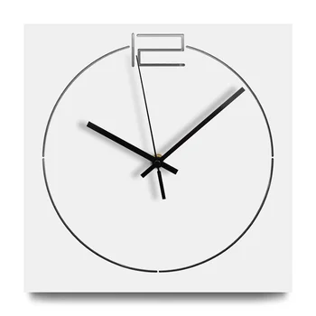 

Nordic Modern Wooden Wall Clock Living Room Creative Simple Europe Silent Handmade Quartz MDF Wood Square Hanging Clocks White