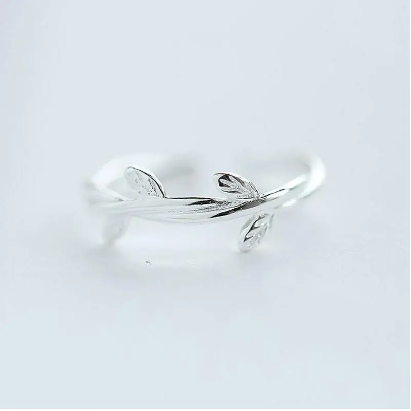 Женское серебряное кольцо ANENJERY Открытое с 925 пробы и листьями S R231|925 sterling silver