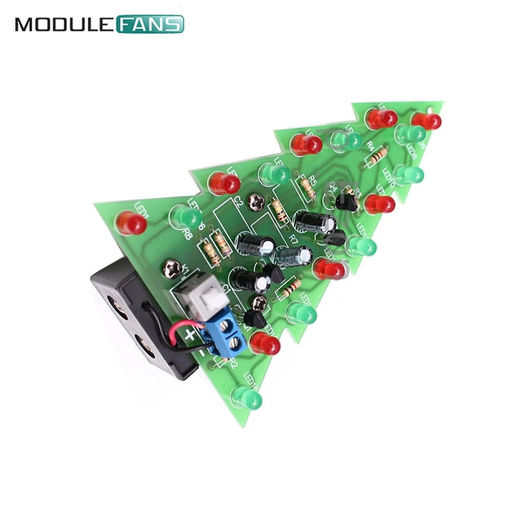 

Diy Kit Electronic PCB Board Module Christmas Trees LED Circuit Red Green Flash Light Electronic Suit