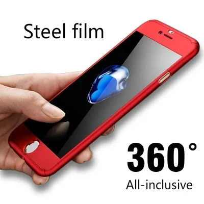 Mobile phone case 360 all-inclusive for iPhoneX XR XS 7 8 China red protective cover with glass for iPhone8 7Plus full coverage