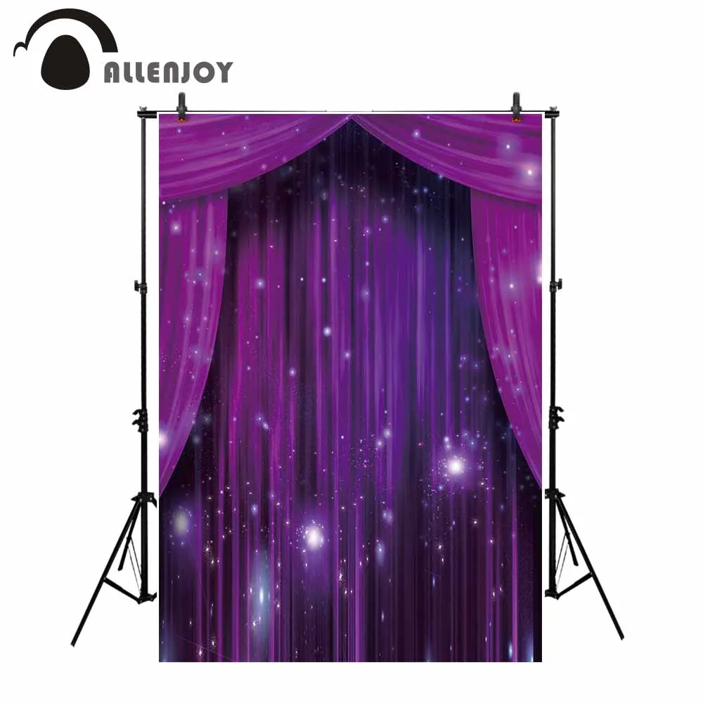 

Allenjoy background for photo studio purple luxury stage theater curtains glitter backdrop photography photobooth photocall new