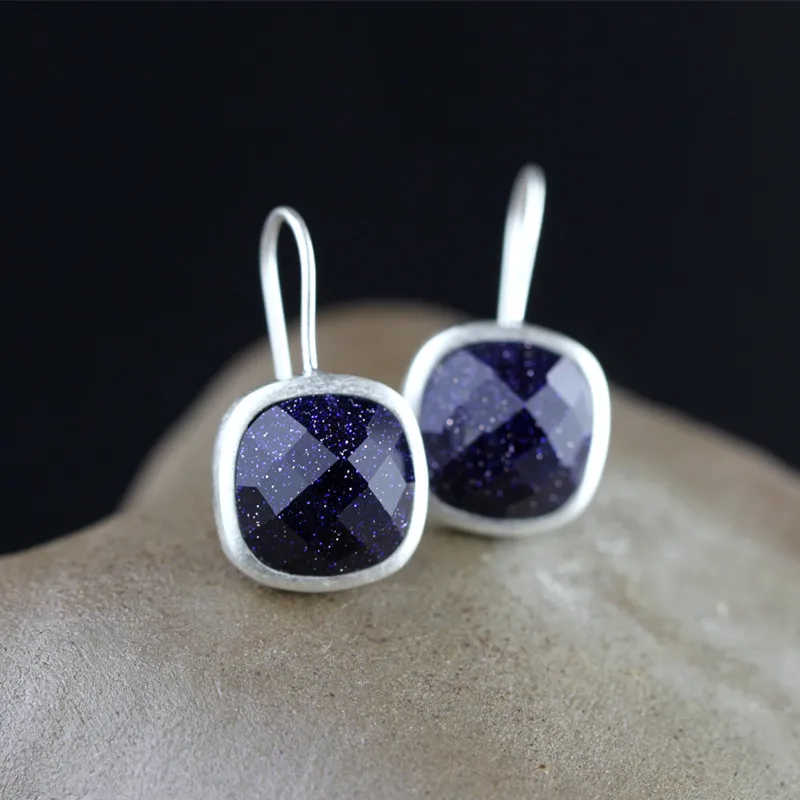 

The character of silver S925 silver jewelry fashion exquisite lady Earrings Blue sandstone section