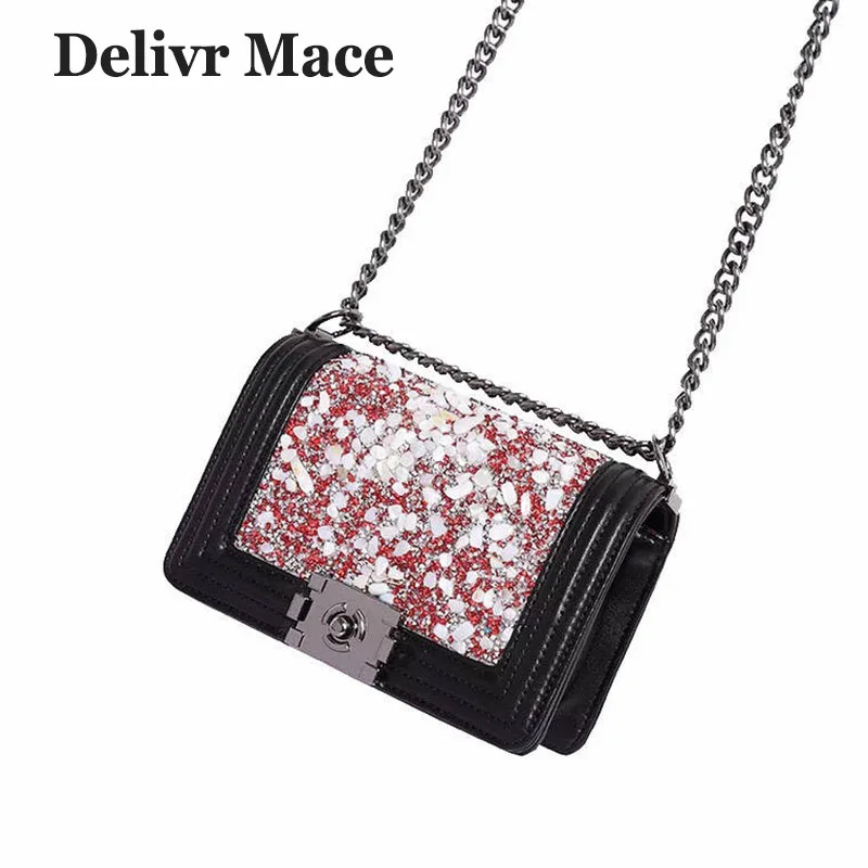 

Luxury Handbags Women Bags Designer Split Leather Diamonds Crossbody Bags For Women Black Ladies Shoulder Bag Torebki Damskie