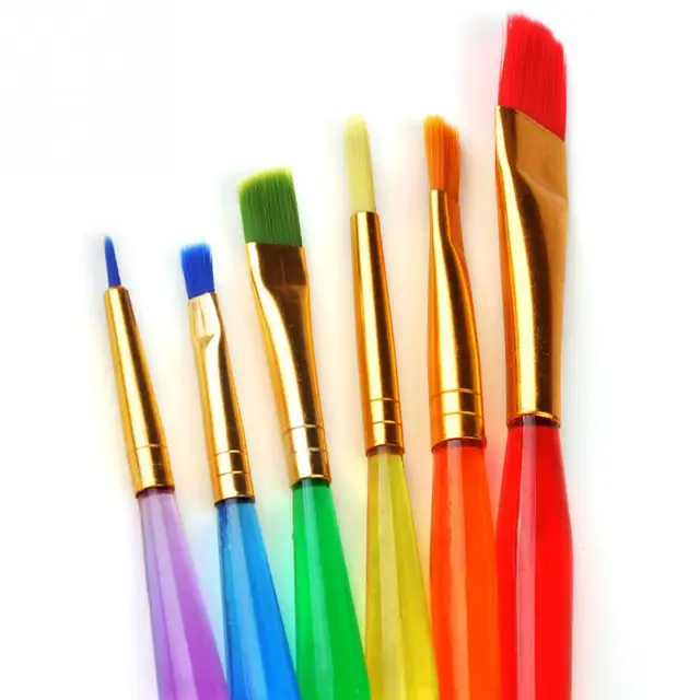 6 Colorful Tip artificial fiber Child Paint Brushes Nail Brush Art ... 6 Colorful Tip artificial fiber Child Paint Brushes Nail Brush Art ...