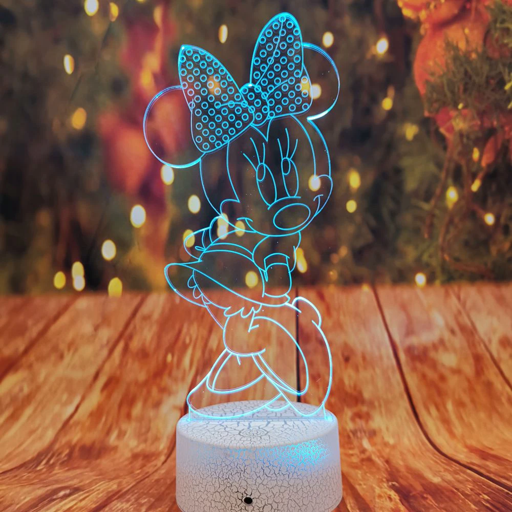 

New Cute 3D Minnie Crack Base Night Light 7 Color Gradient Automatic LED Lamp Kids Light Toys Christmas Decor Birthday Gifts