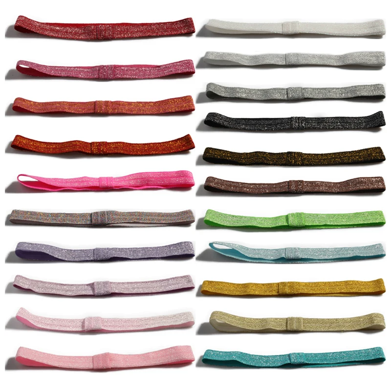 

30pcs/pack 5/8" 21colors Solid Ribbon FOE Band for Hair Bows Fold Over Elastic Glitter Kids Headbands for Girls Hair Accessories