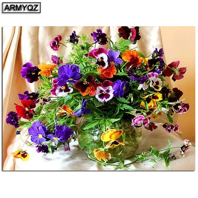 

Diamond Painting Full Square Flower Pansy Diamond Mosaic Diamond Embroidery Full Display Picture Of Rhinestones Home Decor