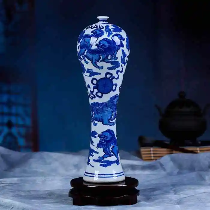 Синие и белые антикварные фарфоровые вазы с драконом - Цвет: Цвет: желтый