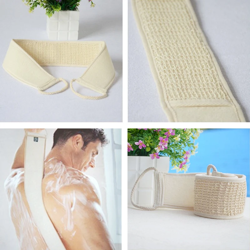 1PC Natural Cotton and Linen Long Strip Pull Back Bath Towel Soft