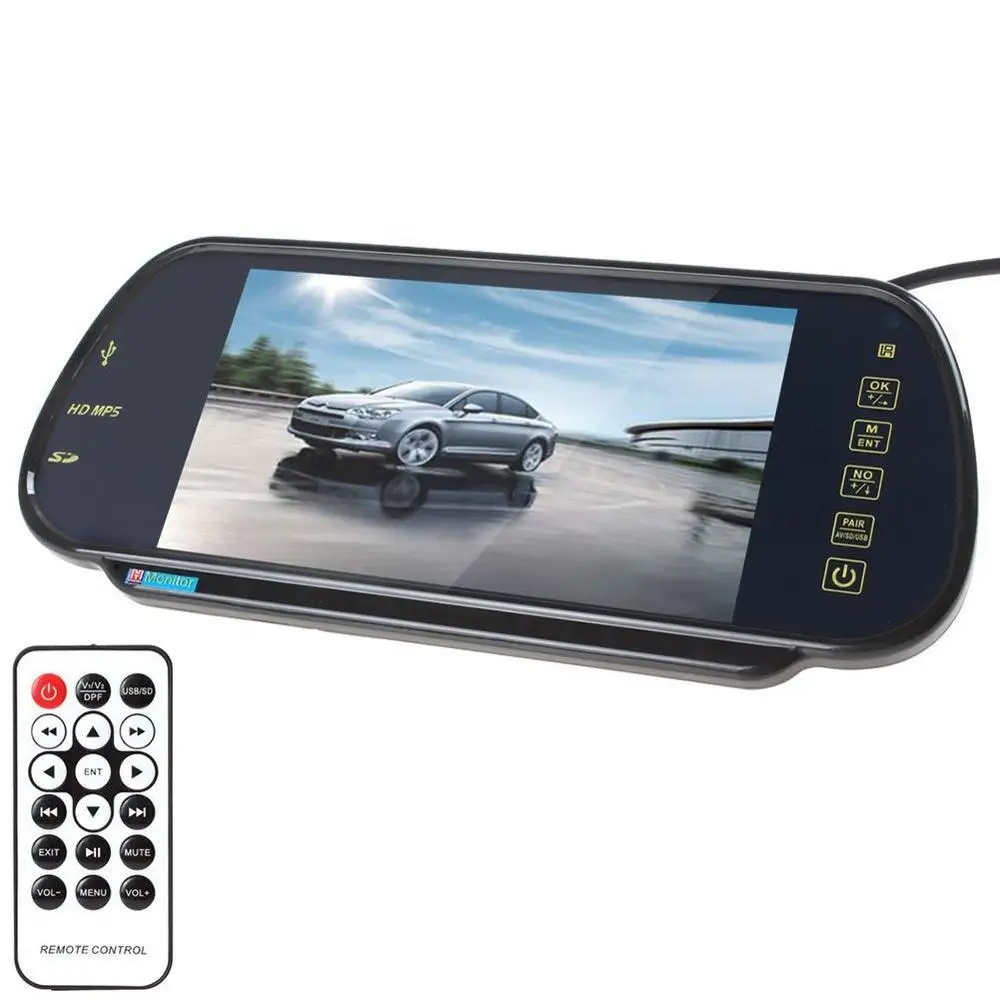 

7" TFT LCD Monitor Digital For Car Rear View Monitor with IR Remote control SD Port&USB jack Built-in FM Transmitter Video Input