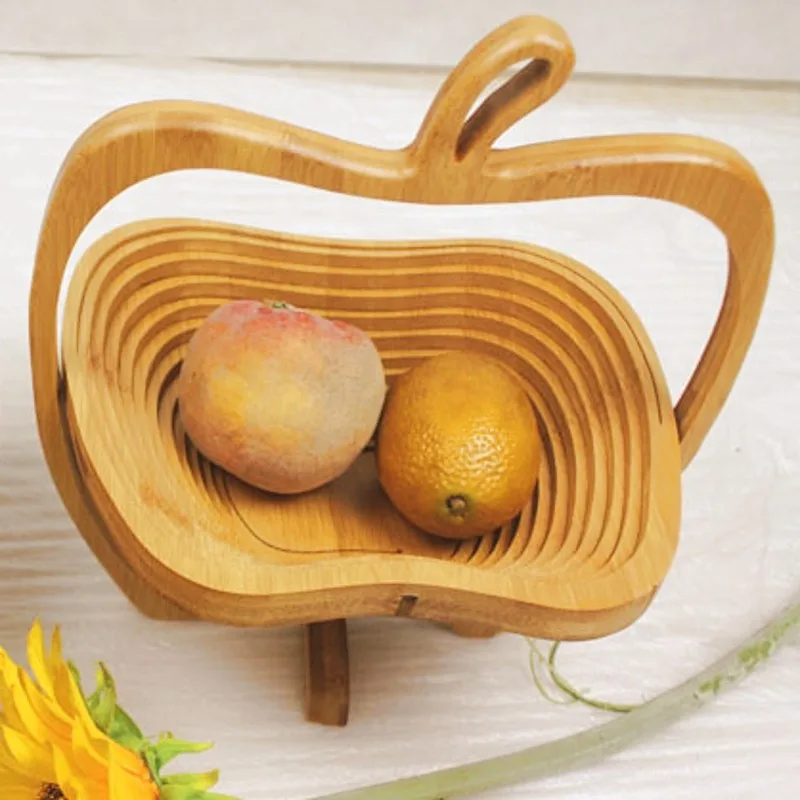10 шт./лот складной бамбуковая корзина для фруктов домашнего хранения деревянная корзина с фруктами