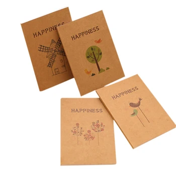 

1pcs/lot Cute Korean Happiness birds and flower kraft notepad blank SketchBook Min Diary Notebook Stationery student supplies