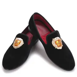 Львы пряжки Бархатные мужские туфли свадебные туфли-лоферы Для мужчин 'flats Для мужчин S платье Обувь
