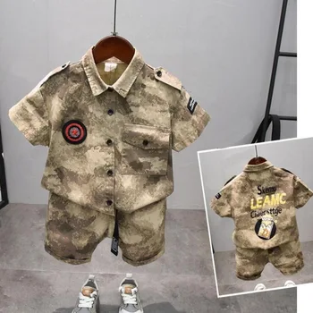 

Boy Summer Clothing Set 2019 Boy Clothes Kids Short Sleeves Camouflage shirt + T-shirt + shorts 3pcs Suit children's leisure set