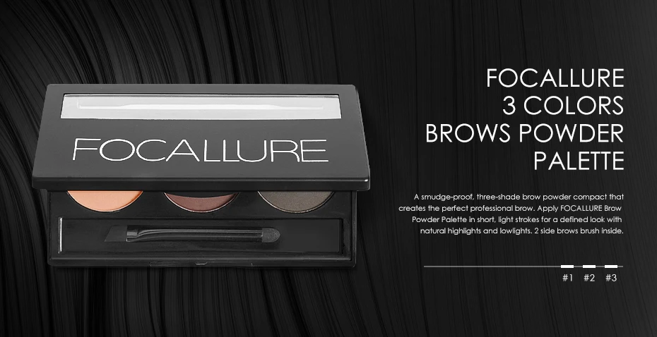 FOCALLURE Eyebrow Palette Matte 3 Colors Powder Palette Cosmetic Waterproof Eye Makeup Eyebrow Enhancer