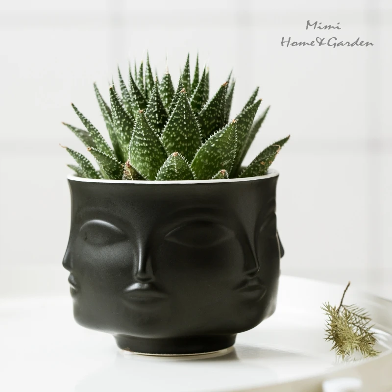 

Face Shape Designs Ceramic Vase Porcelain Flower Pot Home Decoration Accessories Planters Golden Black White Tools