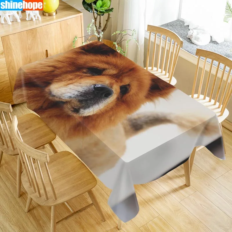  Custom Christmas Dog Chow Chow Table Cloth Oxford Print Rectangular Waterproof Oilproof Animals Tab