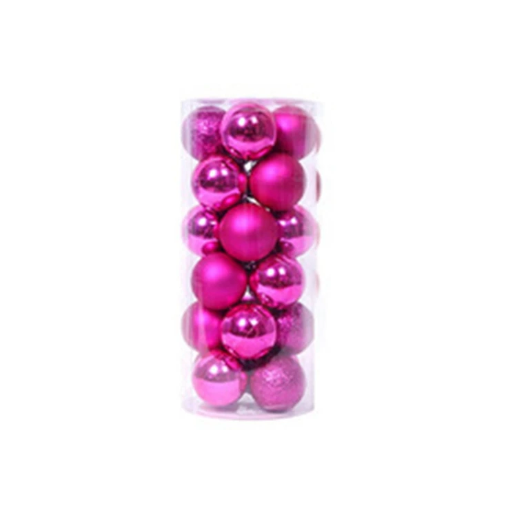 YORIWOO 24pcs/lot 3cm Merry Christmas Tree Balls Decoration Party Hanging Ornament Christmas Baubles Pendant Xmas New Year Gifts - Цвет: Rose Pink