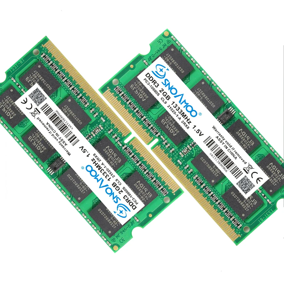  SNOAMOO Notebook Memory DDR3 2GB 4GB 1333MHz 1600MHz PC3-10600S 1.5V SO-DIMM RAMs For Laptop Memori