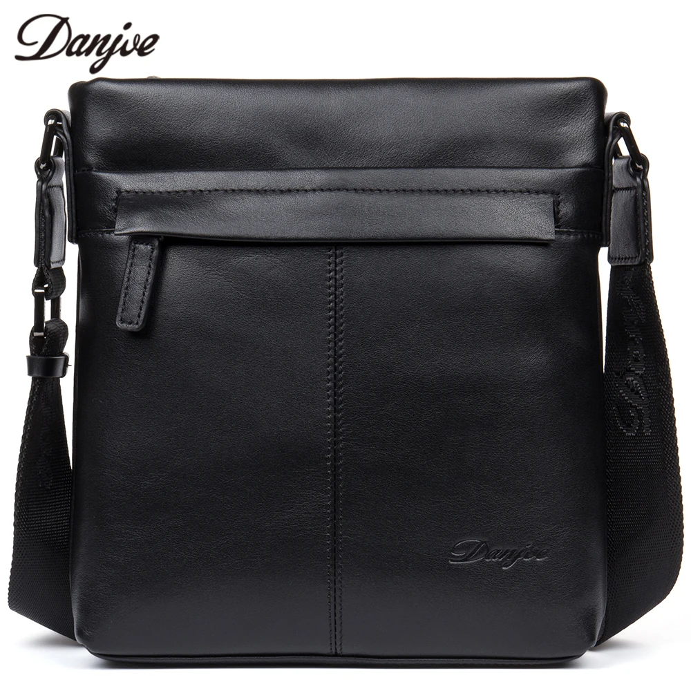 

DANJUE Fashion Men Genuine Leather Messenger Male Leisure Zipper Shoulder Bag Trendy Style Vertical Business Casual Bag For Man
