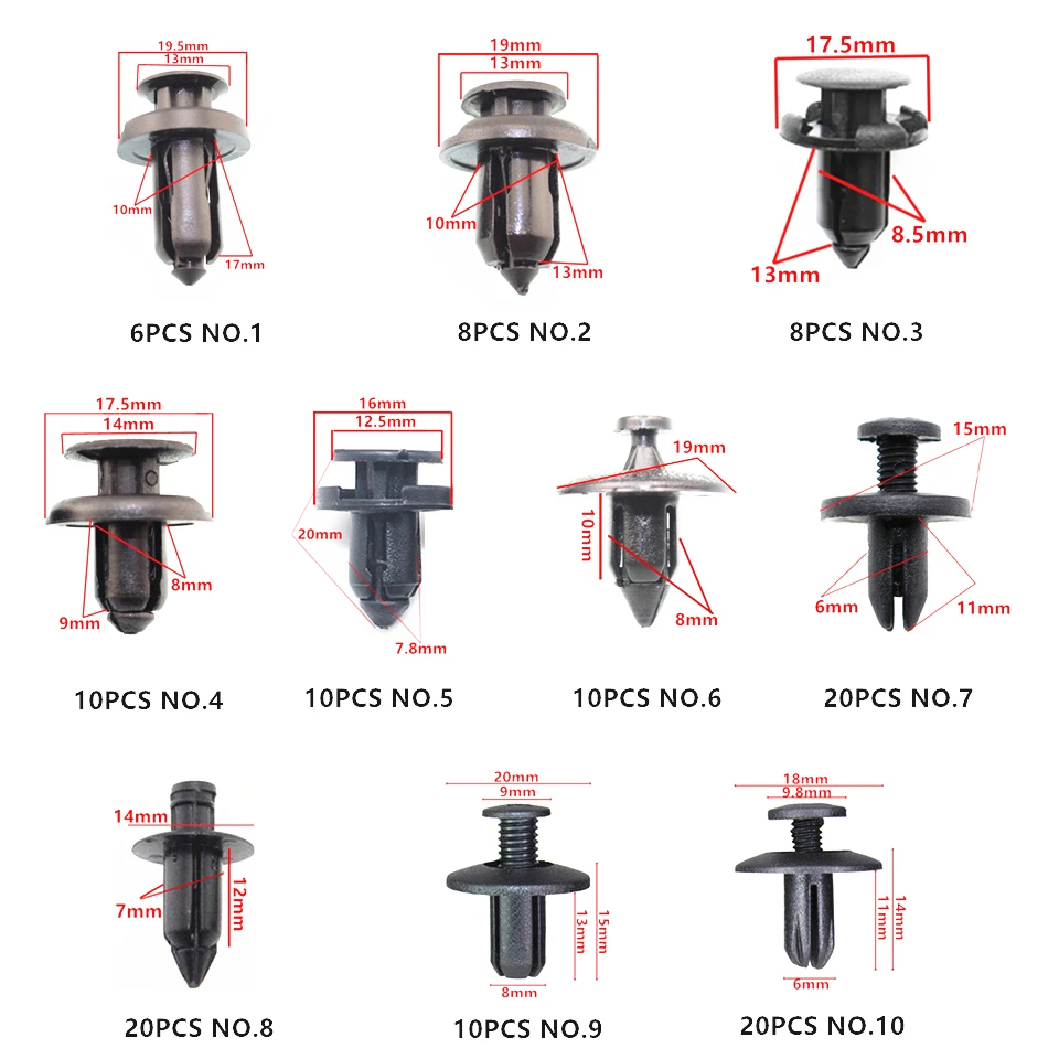 260 шт Универсальный смешанный автомобильный бампер крыло винт пластиковый крепеж зажим с коробкой набор для всех авто заклепок