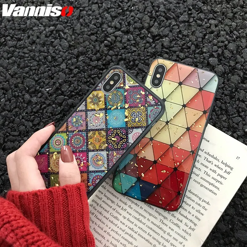 

Folk-custom Geometric lattice Case for iphone XR XS Max 7 8 plus Popular Soft Leopard print phone case For iPhone X 6 6sPlus 7 8