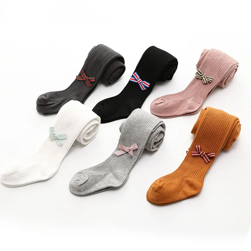 

2019 new fall Baby Girl Tights Children Pantyhose Stockings Girls Knee High solid Kids Girl bow Tights