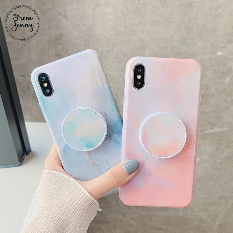 

From Jenny Folding bracket watercolor for iPhone x xr xs max 6 6s 7 8 Plus simple phone protection soft shell