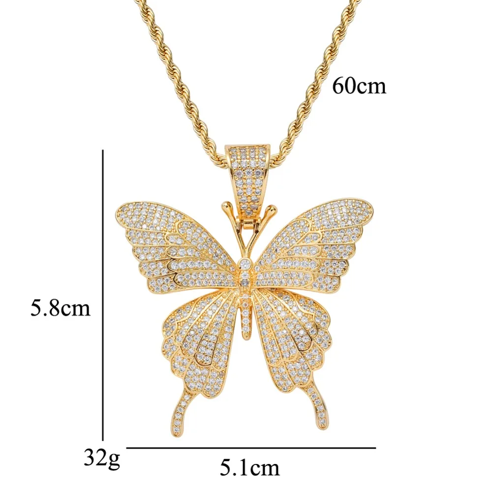 Brass CZ Butterfly Pendants&Necklace gold color silver color CZ Tennis Chain CN111A