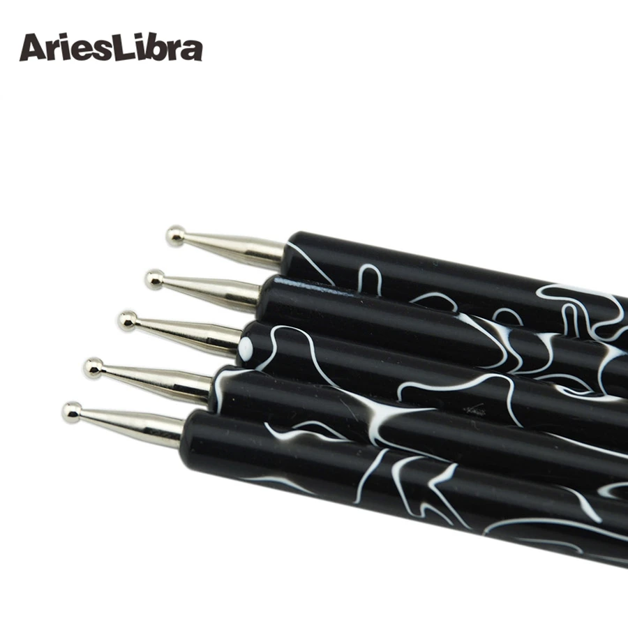 AriesLibra популярный 5 шт./компл. ногати расставить комплекс ручка для рисования черный мрамор набор кистей, инструменты для маникюра, кисти для дизайна ногтей