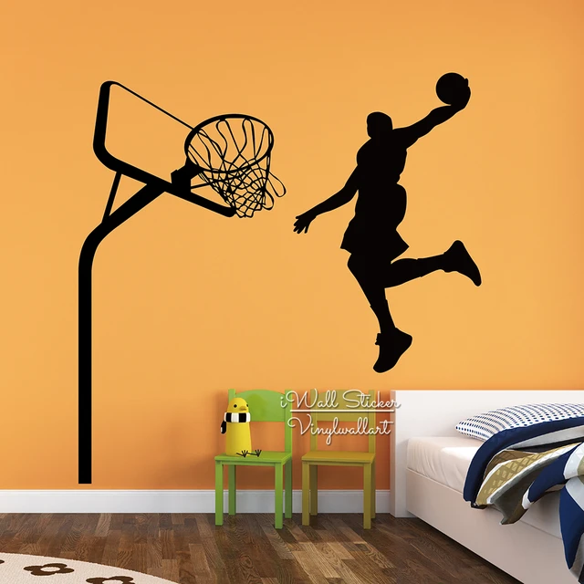 basketball man wall sticker modern basketball wall decal diy sports
