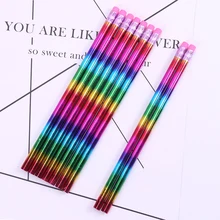 12PCS/Set Beautiful Pencil Wooden HB Pencil Environmental Protection Pencil Learning Office School Sketch Pencil chungwa colorful wooden pencil set multicolored 36 pcs