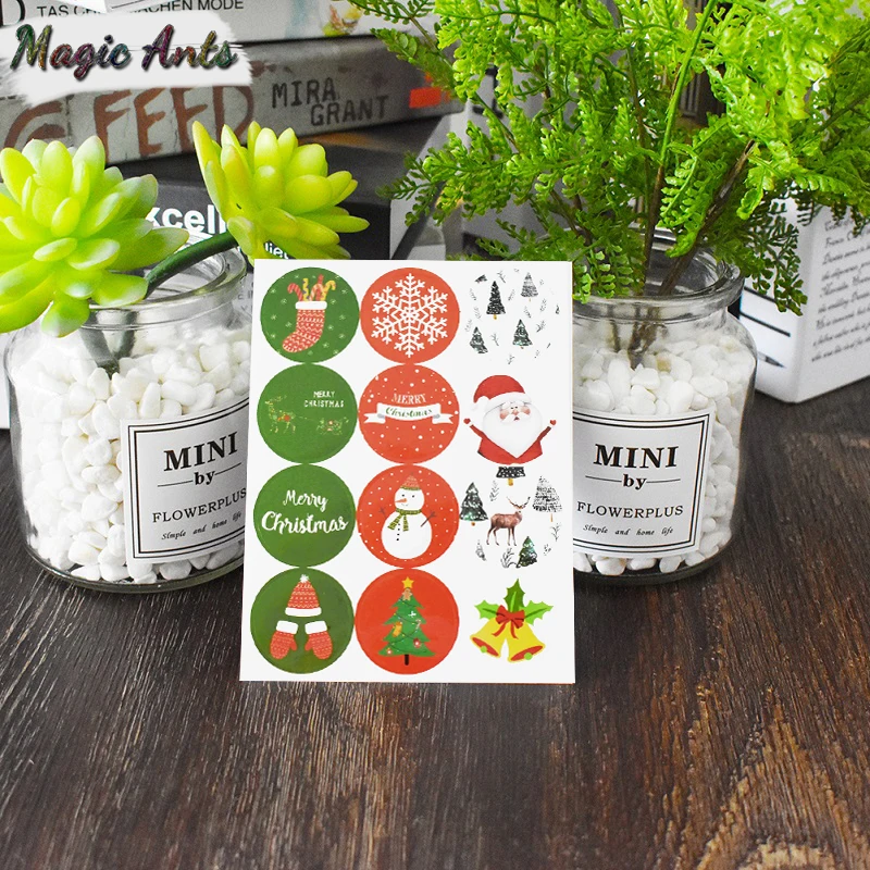 

10 Colorful Christmas Stickers Envelopes Seal Stickers Merry Christmas Decorative Stationery Scrapbook Stickers DIY Diary Label