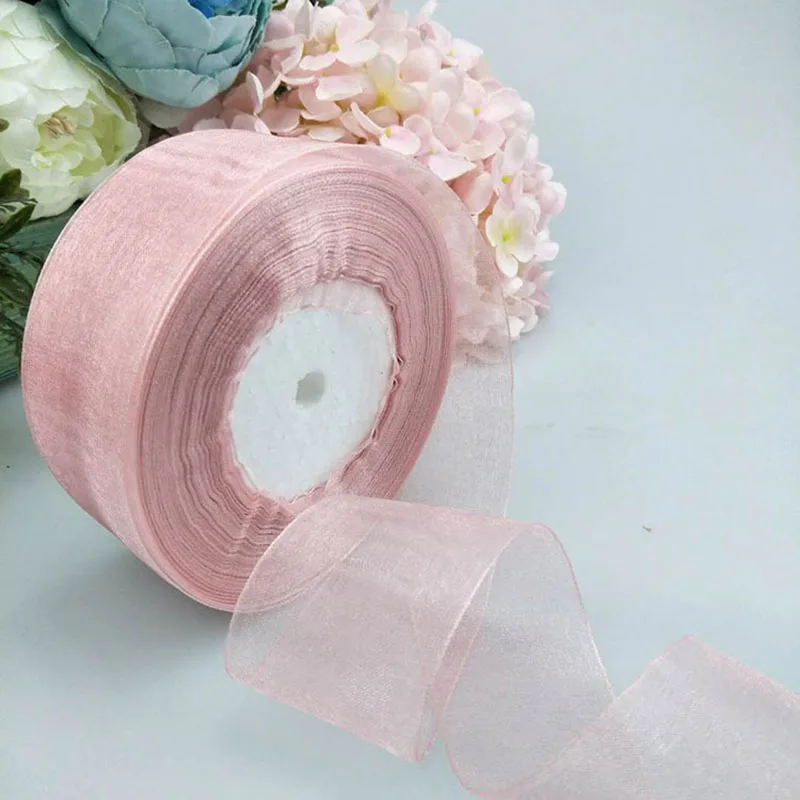 4cm 45meter Crystal Organza Ribbon Roll Invitation Card Gift Box Packaging Ribbon Sewing Craft For Home Wedding Party Decoration