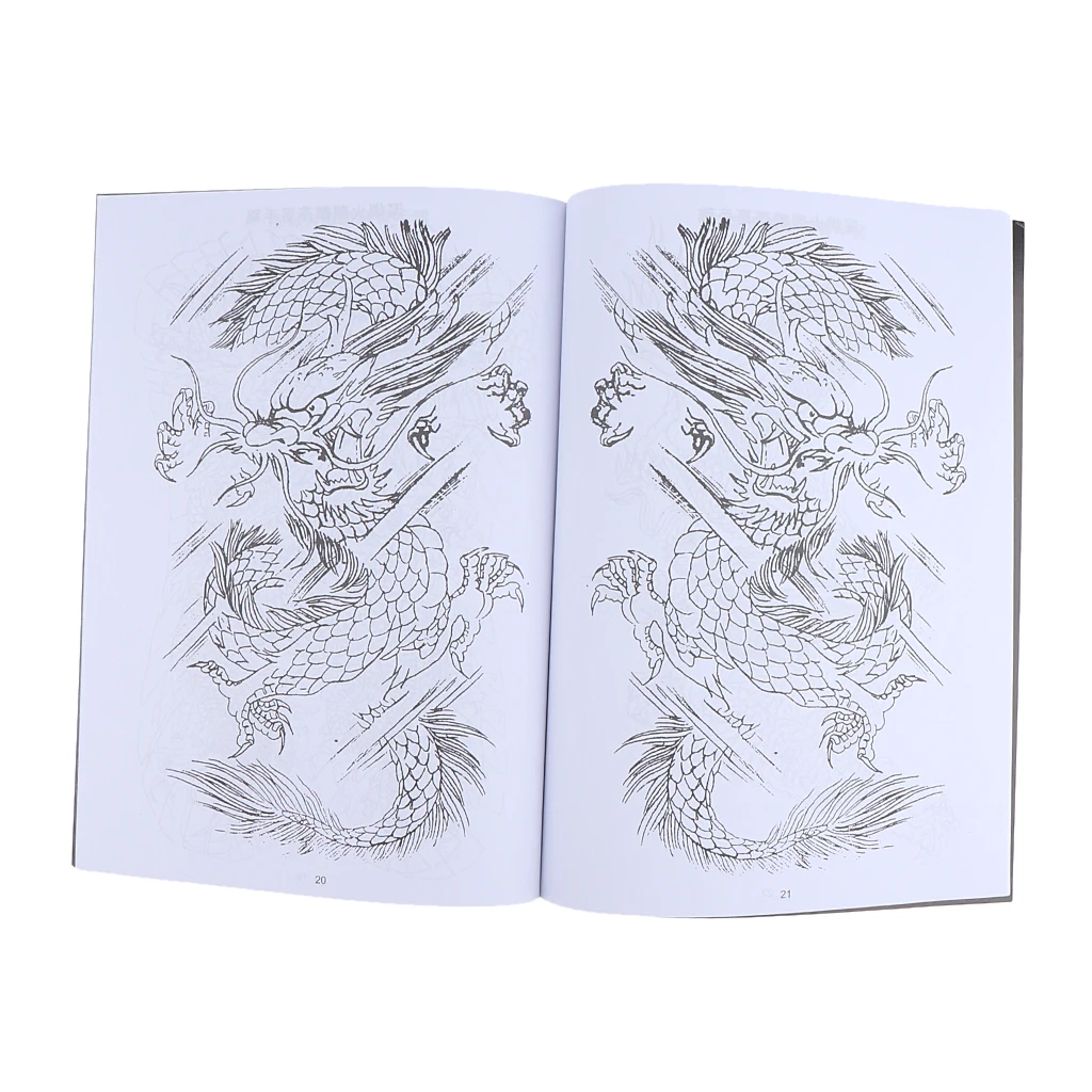 Oriental Body Art Tattoo Flash Dragon Reference Pattern Manuscripts Book 48 Pages