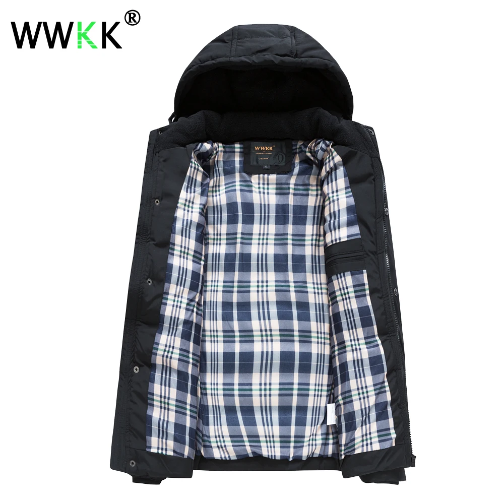 WWKK, зимняя куртка, теплая парка для мужчин, Тренч, пальто, Мужская одежда, хлопковая подкладка, Аляска, куртка для подростков, ветрозащитная, водонепроницаемая, верхняя одежда