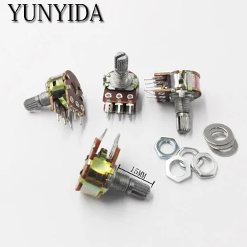 

5PCS WH148 500K B500K 6 feet 6 Pin Shaft WH148 Amplifier Dual Stereo Potentiometer Free shipping