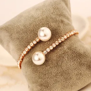 

Gold-color simulated pearl bracelets & bangles for women bijoux cute fashion jewelry wholesale gift fine quality