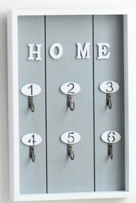 Европейский стиль деревянный дом письмо стена деревянный ключ коробка настенная стойка декоративная доска настенная вешалка украшение для дома - Цвет: grey color